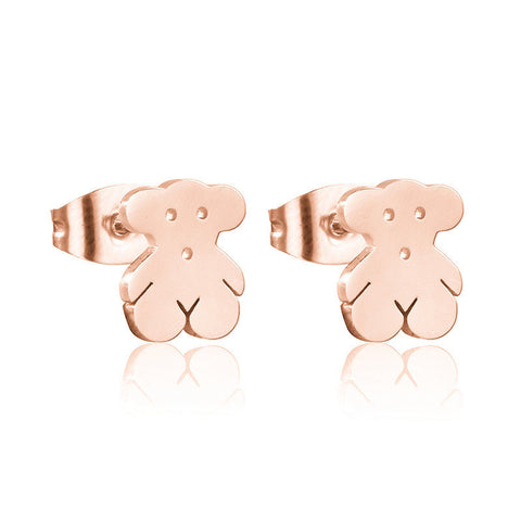 Women's silver bear jewelry earrings rose gold bts Korean jewelry wholesale stainless steel stud earrings