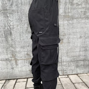 Women black Female Trousers Casual Harajuku Straight Pants Plus Size Jogger Pants Pockets Streetwea