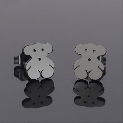 Women's silver bear jewelry earrings rose gold bts Korean jewelry wholesale stainless steel stud earrings