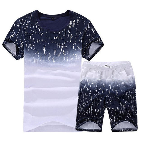 Summer Style Men's Sets Casual Two Pieces Suits Top Tee +Short Pants Sweatpant Brand Clothing Male Fashion Slim Fit Track Suits