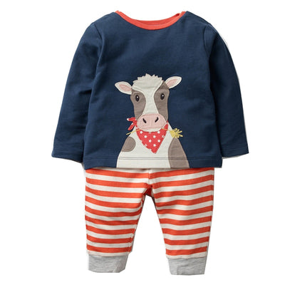 Boys Set with Animal Applique Sweatshirt+Pants Autumn Winter Children Clothing Sets Kids Back to School Outfit Baby Boys Clothes