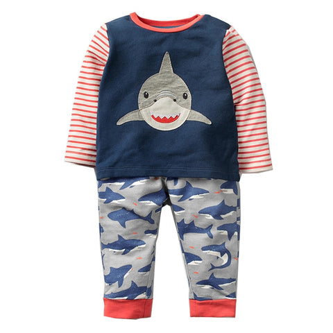 Boys Set with Animal Applique Sweatshirt+Pants Autumn Winter Children Clothing Sets Kids Back to School Outfit Baby Boys Clothes