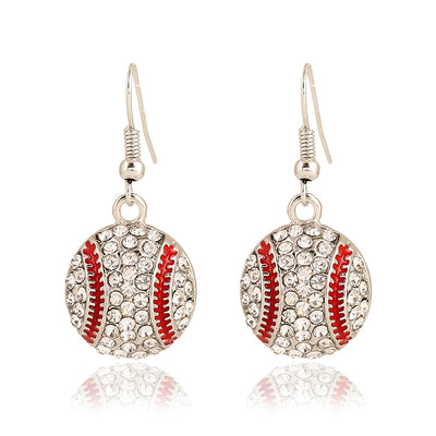 Ball Sports Competition Jewelry Fashion Trendy Diamond-Studded Baseball Earrings